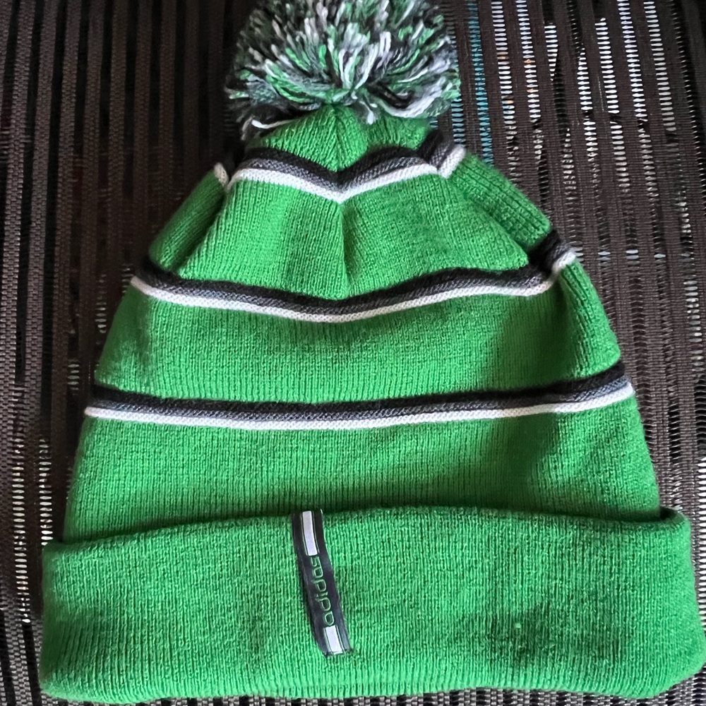 Adidas Nome Baalie Beanie Hat in Green with Pompom NWT